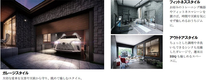 インナーガレージを活用した暮らし例