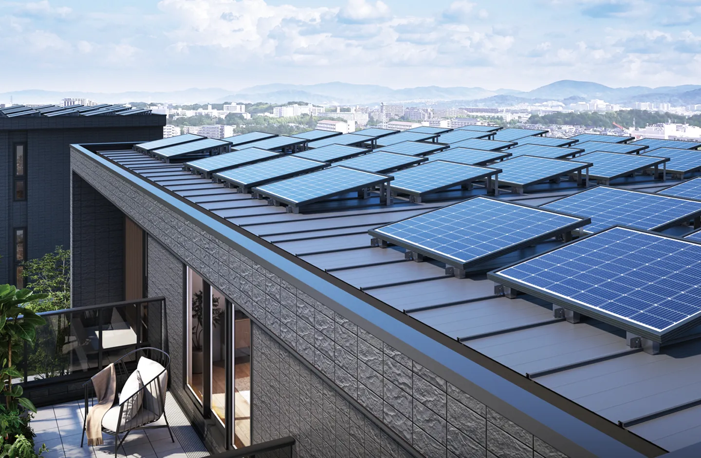 屋根上の太陽光パネル
