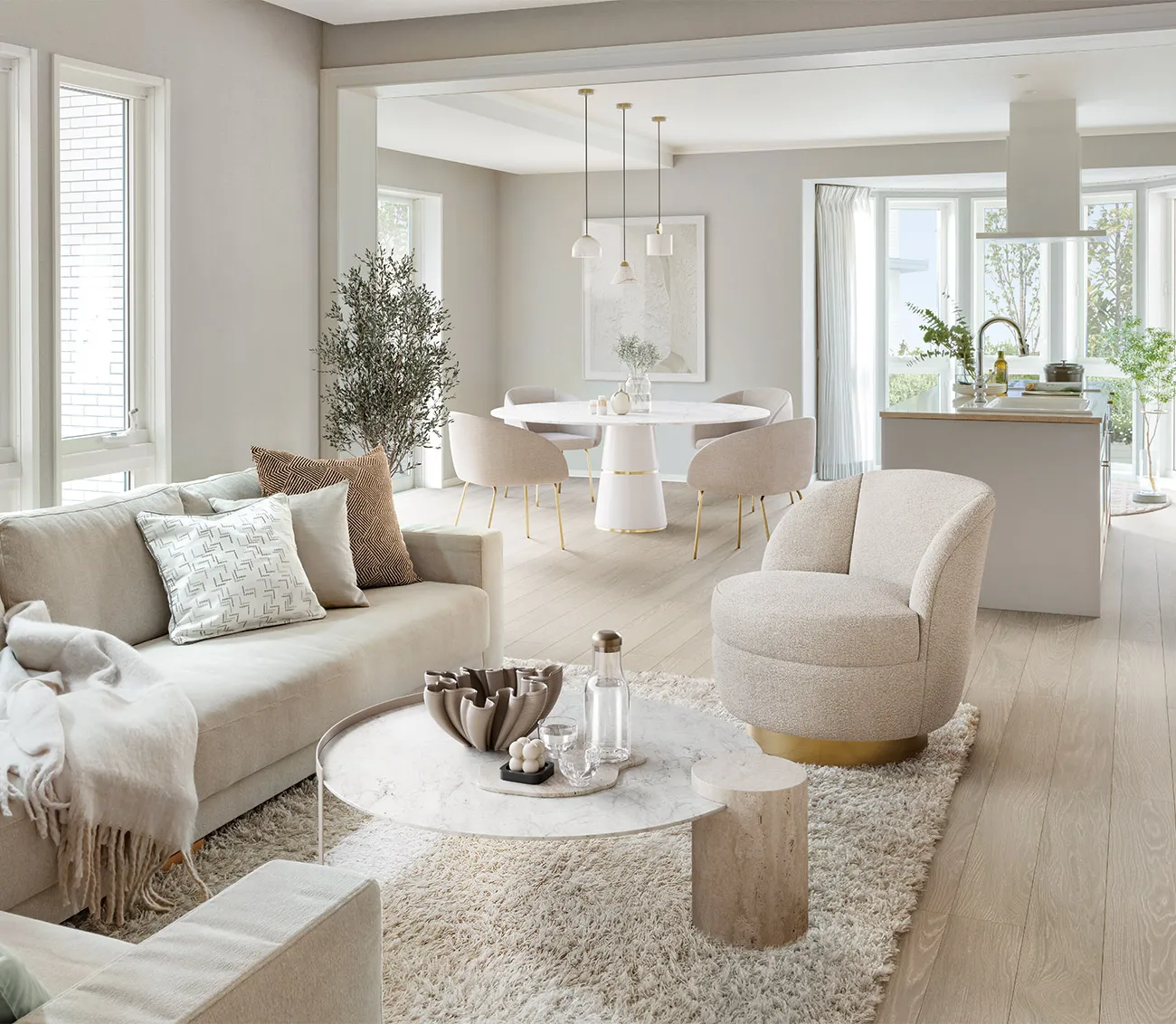 あたたかな陽を取り込む木質のリビング・ダイニング