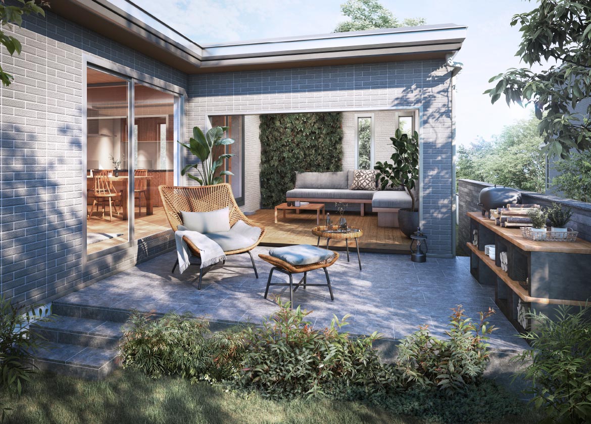 外と内が緩やかにつながる開放感あるテラス