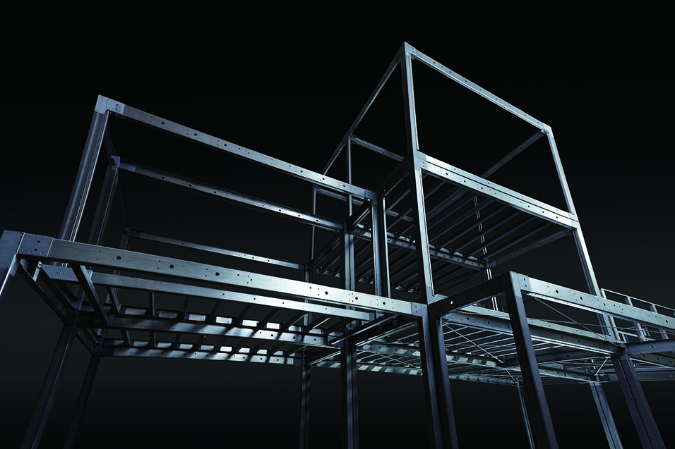 鉄骨を溶接で一体化させた構造体の画像