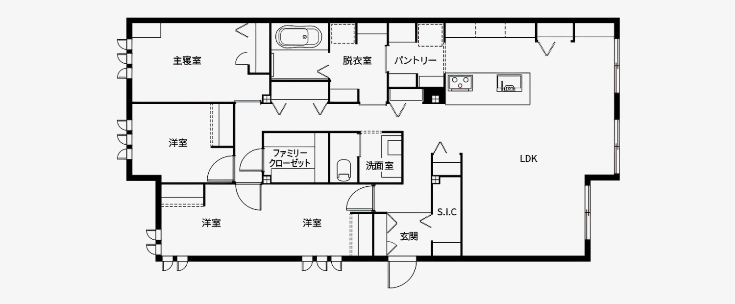 家事効率を考えた平屋の間取り