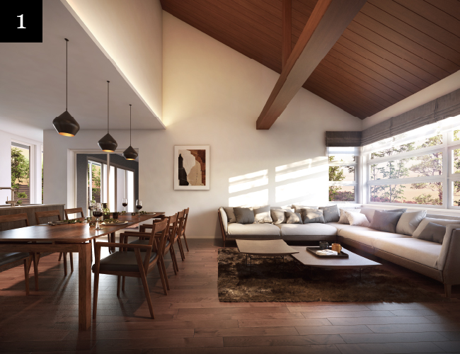 勾配天井の吹き抜けが心地いい大空間LDK