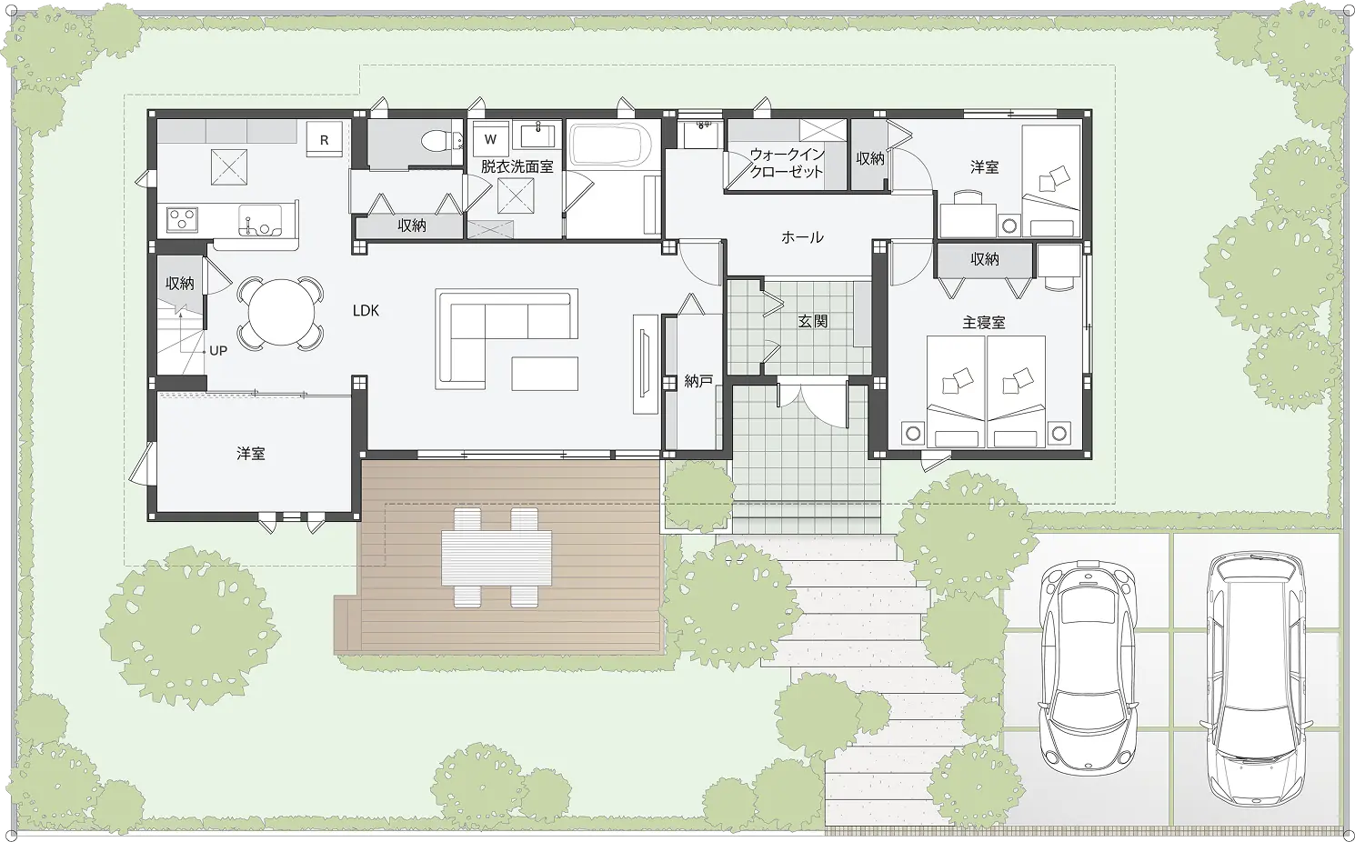 I字型37坪の間取り図