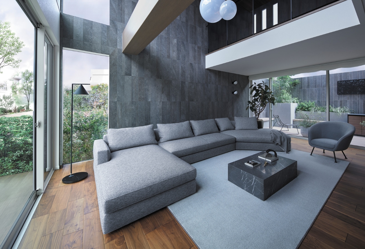 グレイッシュを基調とした洗練されたリビング