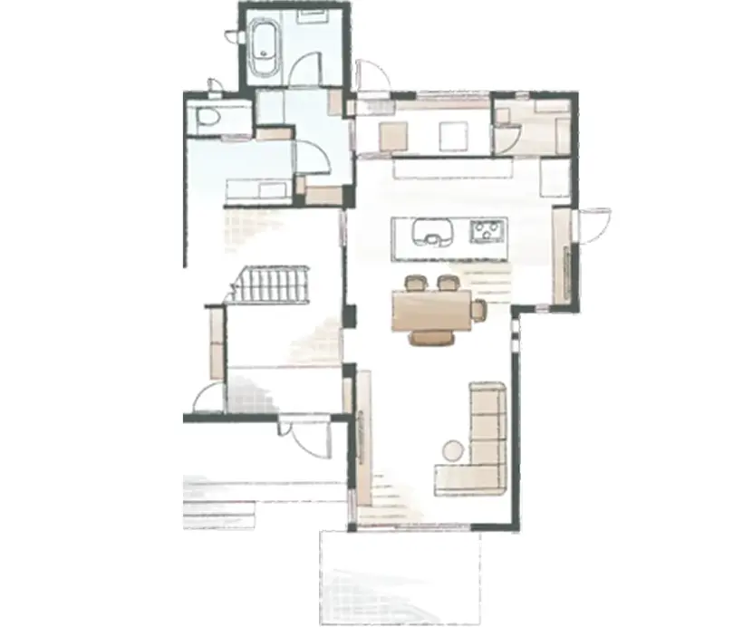 快適な回遊動線を設けた住まいの間取り