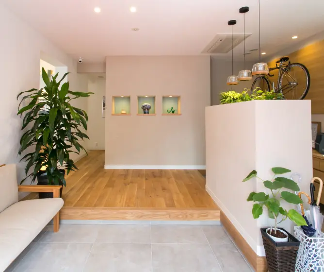 自転車を置くスペースがあるファミリー玄関