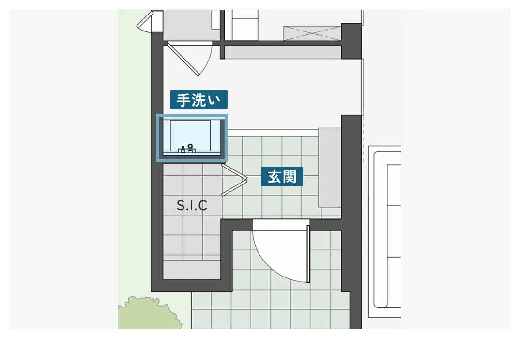 ツーウェイ玄関（ファミリー玄関）の間取り図