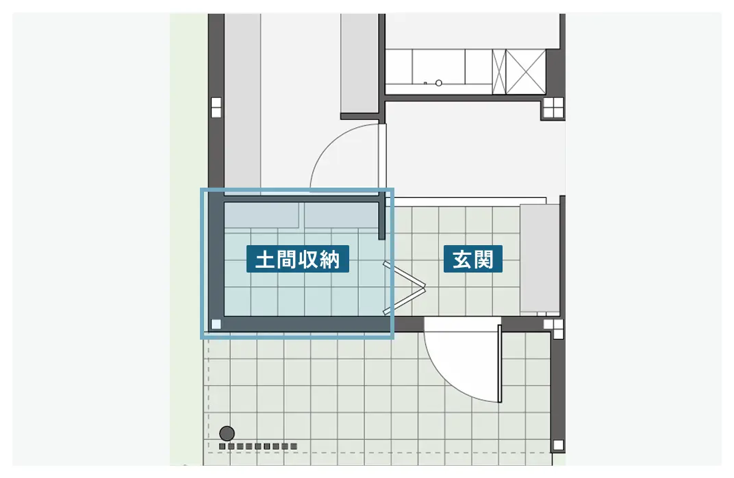 玄関ホールに手洗いのある間取り図