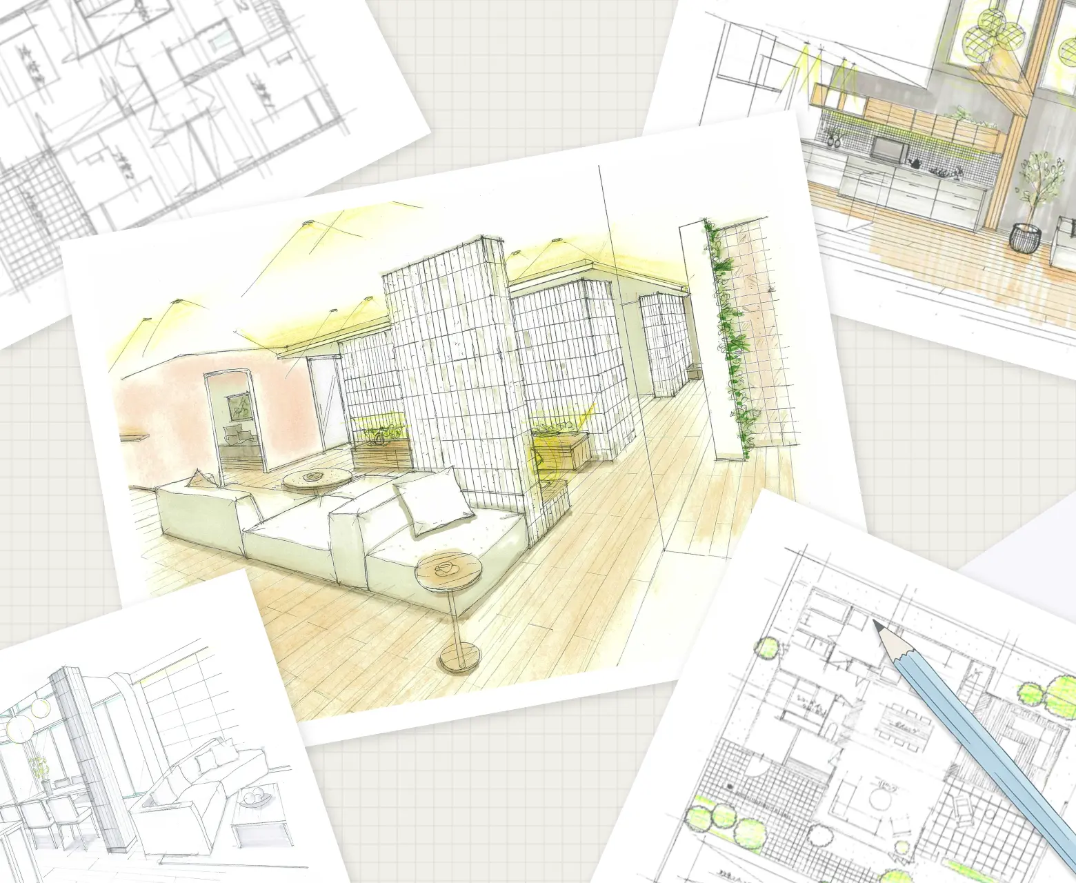 間取り図面と内観パースのイメージ