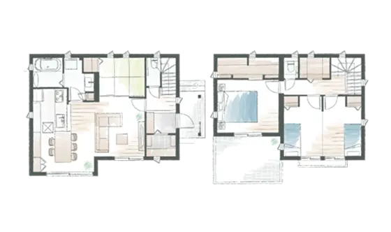 延べ床約30坪の2階建の間取り
