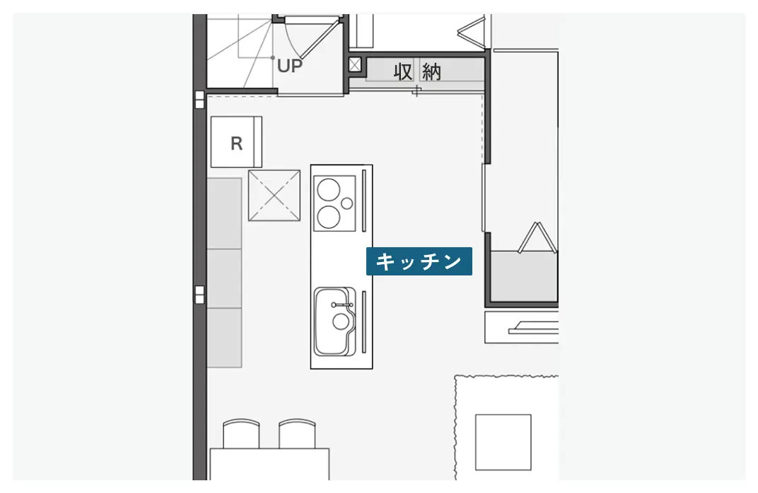 アイランド型キッチンの間取り図