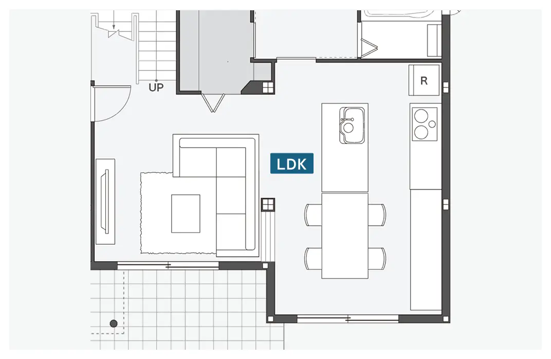 半独立型リビングの間取り図