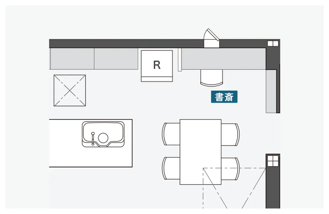 オープンタイプの書斎がある間取り