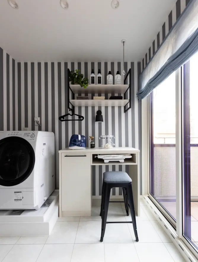 ランドリーと隣接したバルコニー